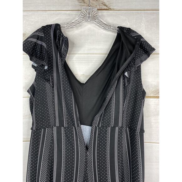 NY Collection Jumpsuit Womens 1XP Petite Black Polka Dot Cap Sleeve Romper NWT - Picture 4 of 10